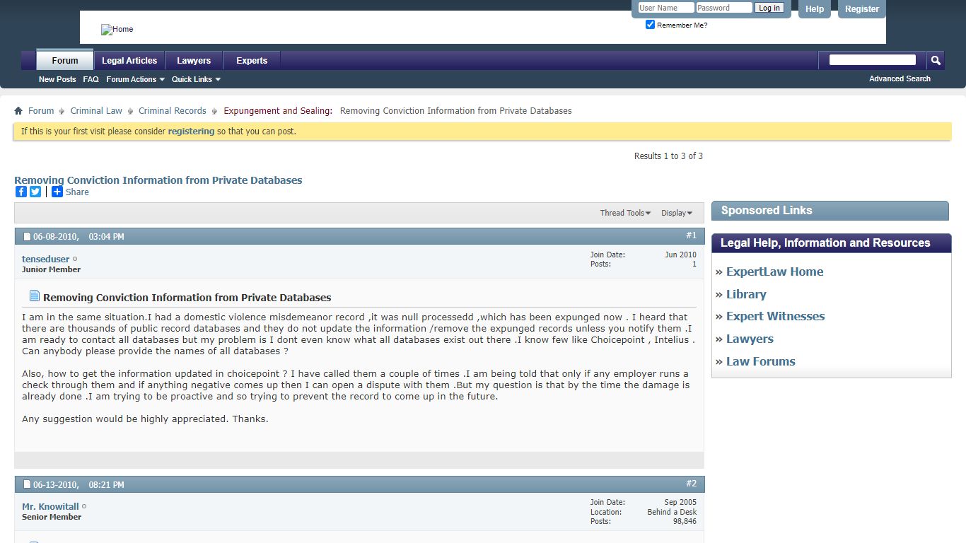 Removing Conviction Information from Private Databases - ExpertLaw